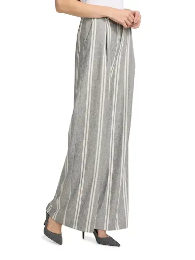 L'Agence Women's Allanah Striped Mid-Rise Pants - Grey Ivory Stripe - Size 2 | Thumbnail 4 L'Agence Women's Allanah Striped Mid-Rise Pants - Grey Ivory Stripe - Size 2 | Thumbnail 4