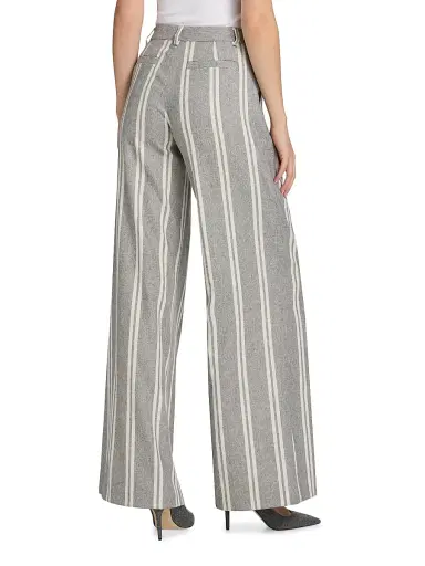 L'Agence Women's Allanah Striped Mid-Rise Pants - Grey Ivory Stripe - Size 2 | Thumbnail 5 L'Agence Women's Allanah Striped Mid-Rise Pants - Grey Ivory Stripe - Size 2 | Thumbnail 5