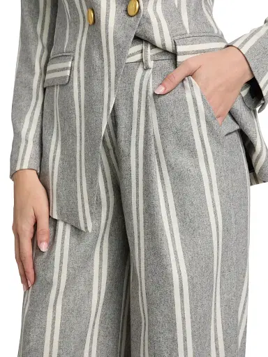 L'Agence Women's Allanah Striped Mid-Rise Pants - Grey Ivory Stripe - Size 2 | Thumbnail 6 L'Agence Women's Allanah Striped Mid-Rise Pants - Grey Ivory Stripe - Size 2 | Thumbnail 6