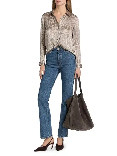L'AGENCE Women's Tyler Leopard-Print Silk Blouse - Grey Multi Patch Leopard | Thumbnail 2 L'AGENCE Women's Tyler Leopard-Print Silk Blouse - Grey Multi Patch Leopard | Thumbnail 2
