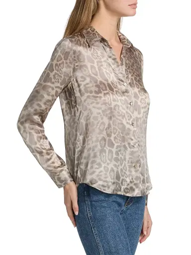 L'AGENCE Women's Tyler Leopard-Print Silk Blouse - Grey Multi Patch Leopard | Thumbnail 4 L'AGENCE Women's Tyler Leopard-Print Silk Blouse - Grey Multi Patch Leopard | Thumbnail 4