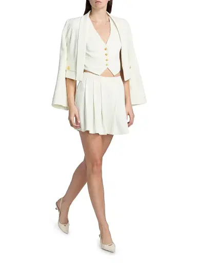 L'AGENCE Women's Jianna V-Neck Short Vest | Thumbnail 2