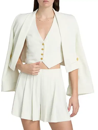 L'AGENCE Women's Jianna V-Neck Short Vest | Thumbnail 3