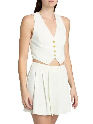 L'AGENCE Women's Jianna V-Neck Short Vest | Thumbnail 4