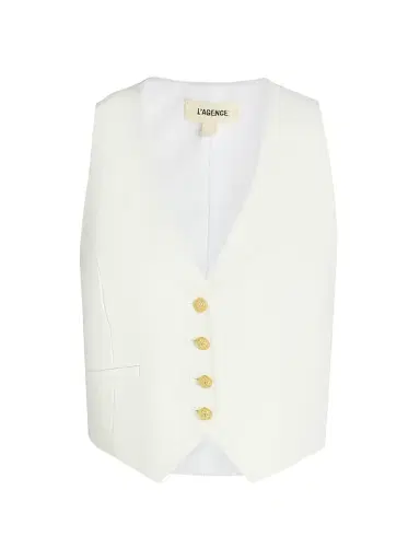 L'AGENCE Women's Jianna V-Neck Short Vest | Thumbnail 1