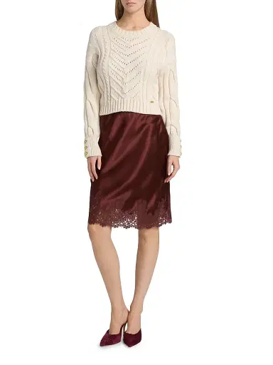 L'AGENCE Women's Storm Boxy Crop Sweater -  Gold | Thumbnail 2