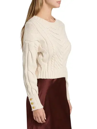 L'AGENCE Women's Storm Boxy Crop Sweater -  Gold | Thumbnail 4