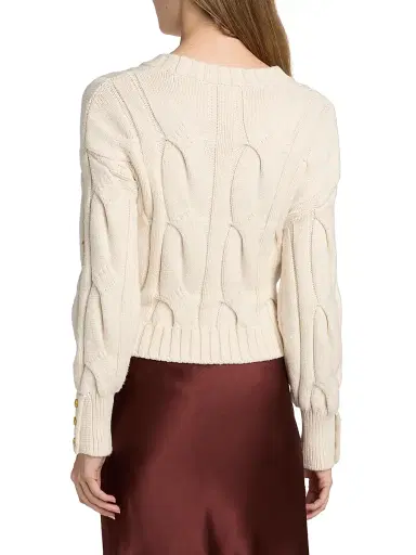 L'AGENCE Women's Storm Boxy Crop Sweater -  Gold | Thumbnail 5