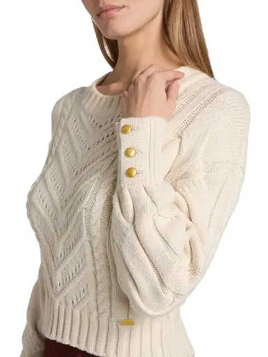 L'AGENCE Women's Storm Boxy Crop Sweater -  Gold | Thumbnail 6