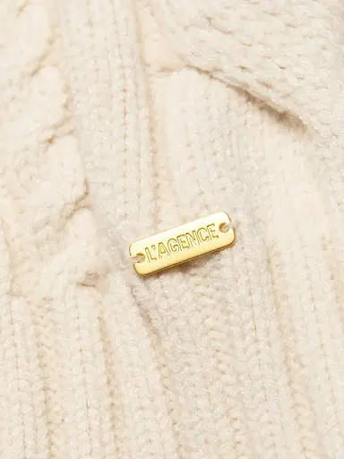 L'AGENCE Women's Storm Boxy Crop Sweater -  Gold | Thumbnail 7