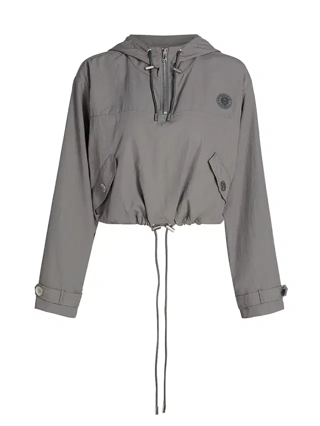 L'AGENCE Women's Bronwyn Logo Crop Windbreaker Jacket Grey