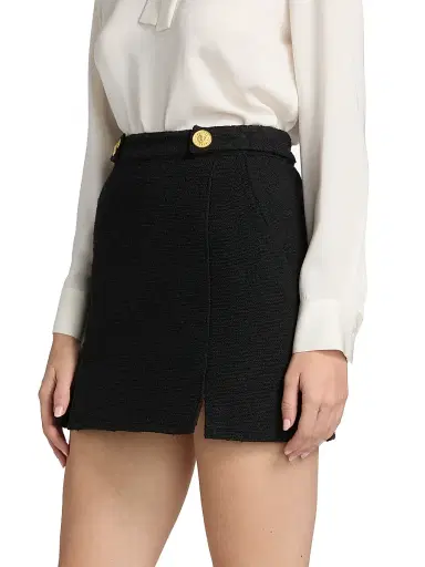 L'AGENCE Women's Nelina Cotton-Blend Tweed Miniskirt - Black | Thumbnail 4