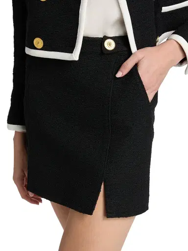 L'AGENCE Women's Nelina Cotton-Blend Tweed Miniskirt - Black | Thumbnail 6