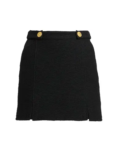 L'AGENCE Women's Nelina Cotton-Blend Tweed Miniskirt - Black | Thumbnail 1