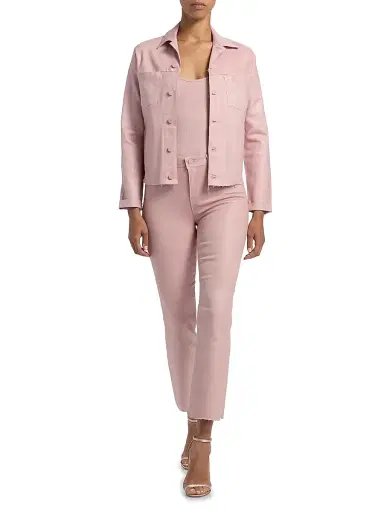 L'Agence Women's Kendra Coated Crop Flare Jeans - Pale Rose Coated - Size 30 | Thumbnail 2