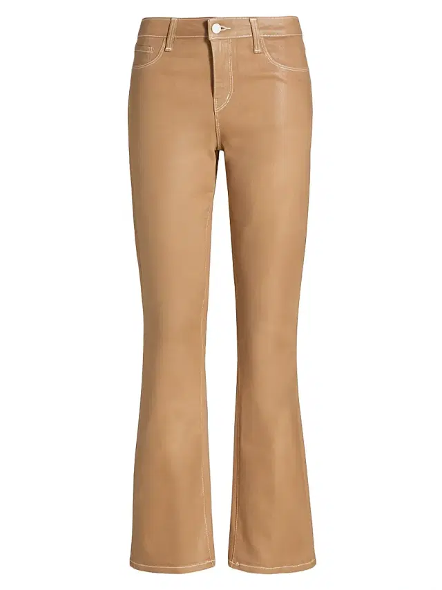 L'AGENCE Women's Tati Coated High-Rise Boot-Cut Crop Jeans - Light Chai Latte