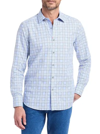 Robert Graham Men's Portsoken Plaid Cotton Shirt - Light Blue - Size XXL | Thumbnail 3 Robert Graham Men's Portsoken Plaid Cotton Shirt - Light Blue - Size XXL | Thumbnail 3