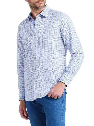 Robert Graham Men's Portsoken Plaid Cotton Shirt - Light Blue - Size XXL | Thumbnail 4 Robert Graham Men's Portsoken Plaid Cotton Shirt - Light Blue - Size XXL | Thumbnail 4