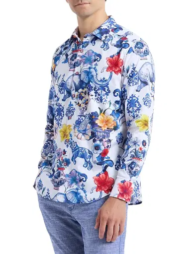 Robert Graham Men's Piccadilly Floral Cotton Shirt | Thumbnail 4 Robert Graham Men's Piccadilly Floral Cotton Shirt | Thumbnail 4