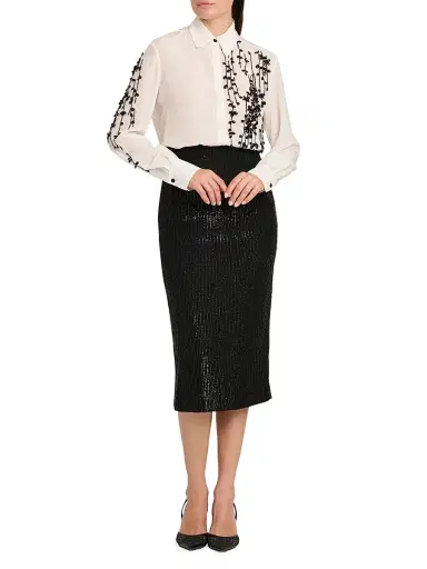 Kiton Women's Embellished Silk Blouse - White | Thumbnail 2 Kiton Women's Embellished Silk Blouse - White | Thumbnail 2