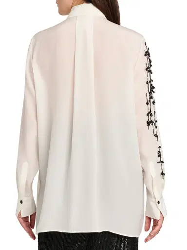 Kiton Women's Embellished Silk Blouse - White | Thumbnail 5 Kiton Women's Embellished Silk Blouse - White | Thumbnail 5