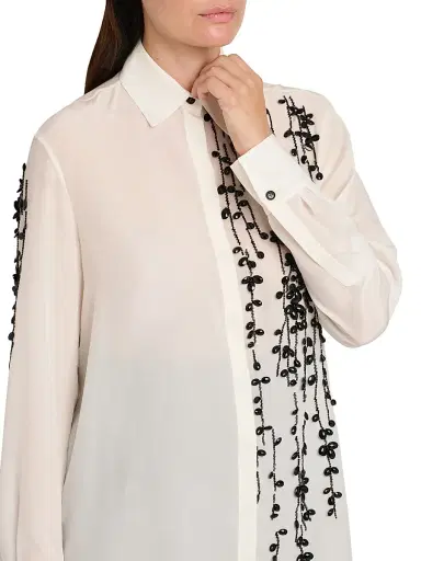 Kiton Women's Embellished Silk Blouse - White | Thumbnail 6 Kiton Women's Embellished Silk Blouse - White | Thumbnail 6