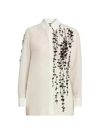 Kiton Women's Embellished Silk Blouse - White | Thumbnail 1 Kiton Women's Embellished Silk Blouse - White | Thumbnail 1