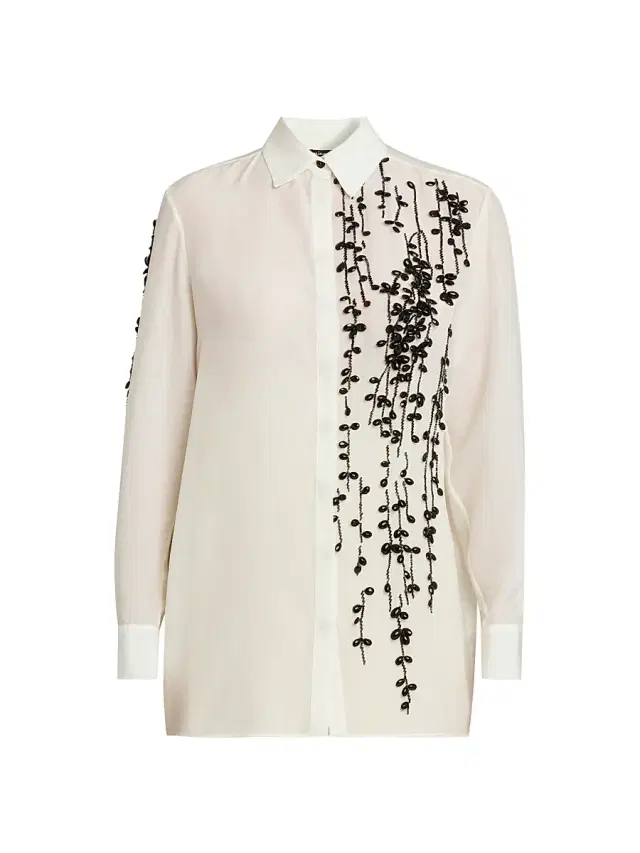Kiton Women's Embellished Silk Blouse - White