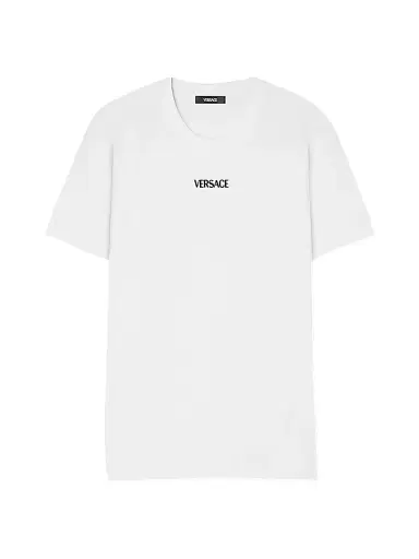 Versace Men's Logo Embroidered Cotton Crewneck T-Shirt | Thumbnail 1