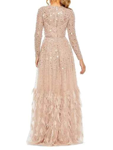 Mac Duggal Women's Petite Sequin-Embellished Fit & Flare Gown - Dusty Rose - Size Petite 14 | Thumbnail 2 Mac Duggal Women's Petite Sequin-Embellished Fit & Flare Gown - Dusty Rose - Size Petite 14 | Thumbnail 2