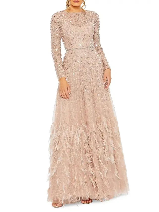 Mac Duggal Women's Petite Sequin-Embellished Fit & Flare Gown - Dusty Rose Petite 14