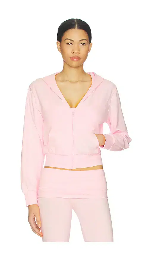 Cotton Jersey Zip Up Slim Hoodie