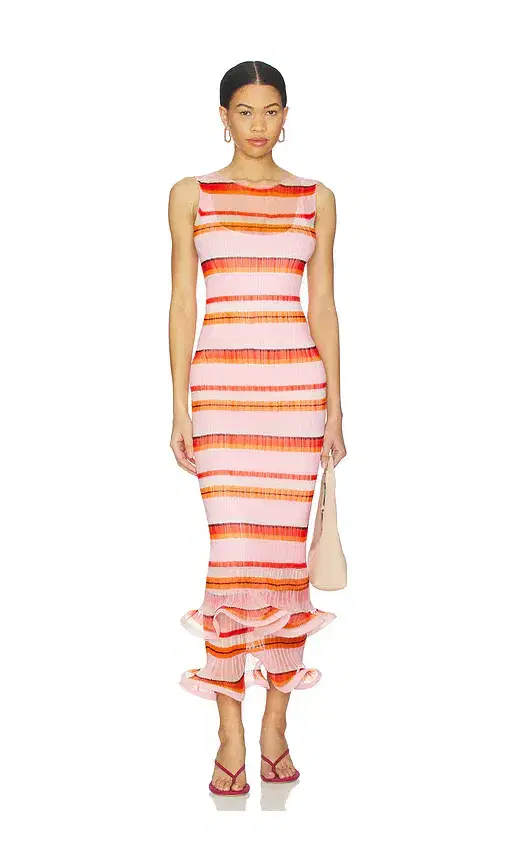 SIMKHAI Daniella Plisse Midi Dress