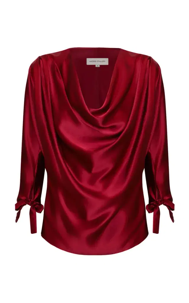 ANDRES OTALORA Frio Interior Draped Silk Blouse