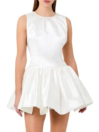 NICHOLAS Women's Karina Satin Minidress - Ivory - Size 12 | Thumbnail 4