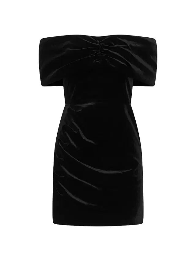 Women's Maria Off-The-Shoulder Velvet Minidress - Black