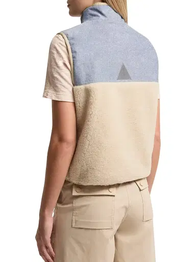 Moncler Grenoble Women's Vest in Teddy and Chambray - Light Beige - Size Large | Thumbnail 3