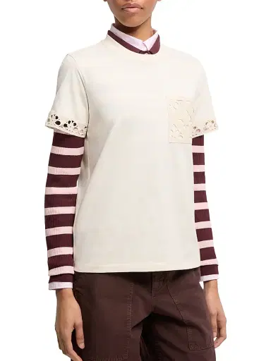 Moncler Women's Crew Neck in Cotton T-Shirt - White - Size Medium | Thumbnail 2