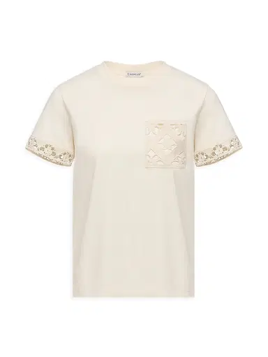 Moncler Women's Crew Neck in Cotton T-Shirt - White - Size Medium | Thumbnail 1