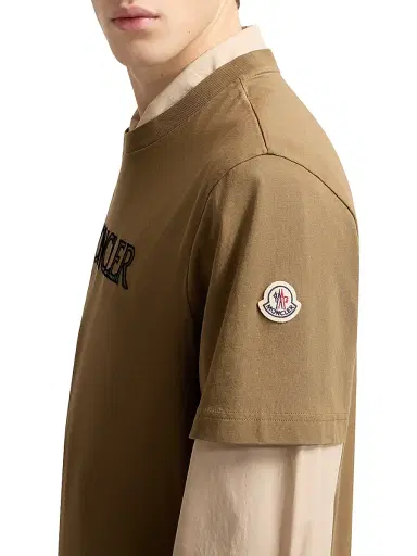 Moncler Men's Crew Neck T-Shirt in Cotton - Olive Green - Size XL | Thumbnail 4 Moncler Men's Crew Neck T-Shirt in Cotton - Olive Green - Size XL | Thumbnail 4