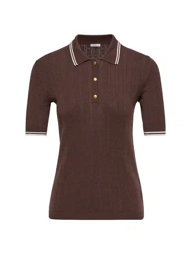 Moncler Women's Polo Shirt in Cotton - Brown - Size Large | Thumbnail 1