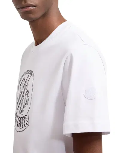 Moncler Men's Crewneck T-Shirt in Cotton - White | Thumbnail 4 Moncler Men's Crewneck T-Shirt in Cotton - White | Thumbnail 4