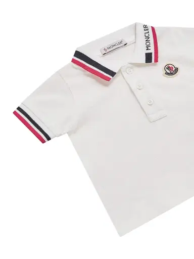 Moncler Baby Boy's & Little Boy's Polo Shirt in Cotton Piquet - White | Thumbnail 3 Moncler Baby Boy's & Little Boy's Polo Shirt in Cotton Piquet - White | Thumbnail 3