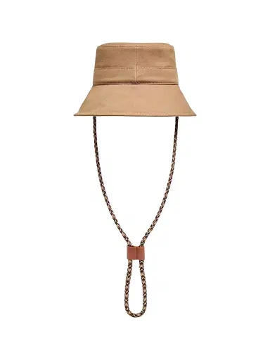 Moncler Women's Hat in Cotton Gabardine - Camel Beige - Size Large | Thumbnail 2 Moncler Women's Hat in Cotton Gabardine - Camel Beige - Size Large | Thumbnail 2