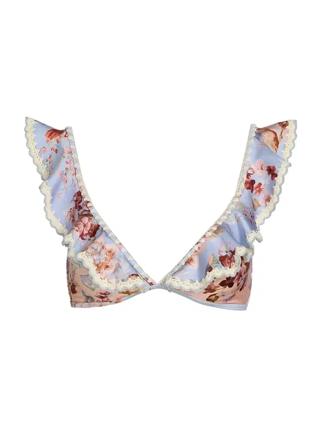 Zimmermann Women's Awaken Floral Crochet-Trim Bikini Top - Spliced Print