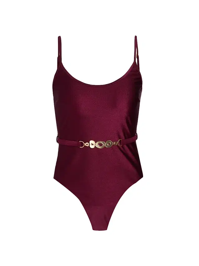 Zimmermann Women's Awaken Belted One-Piece Swimsuit - Burgundy