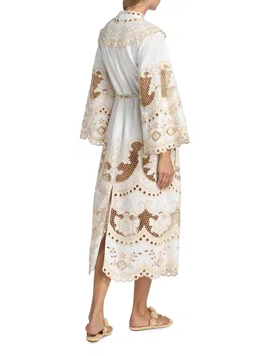 Zimmermann Women's Wanderlust Eyelet-Embroidered Shift Midi-Dress - | Thumbnail 4 Zimmermann Women's Wanderlust Eyelet-Embroidered Shift Midi-Dress - | Thumbnail 4