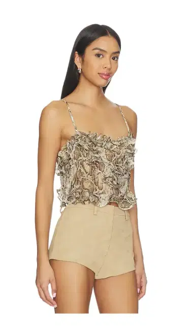 Bardot Alira Printed Frill Crop Top | Thumbnail 2