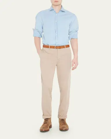 Brunello Cucinelli Men's Denim Sport Shirt | Thumbnail 2