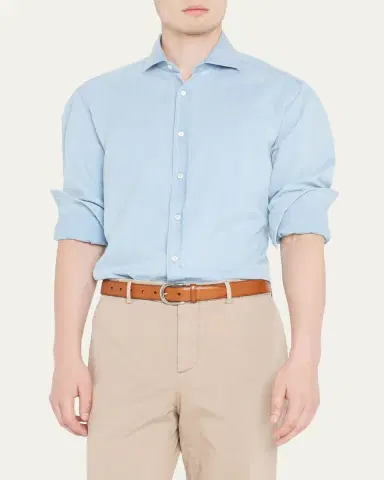 Brunello Cucinelli Men's Denim Sport Shirt | Thumbnail 4